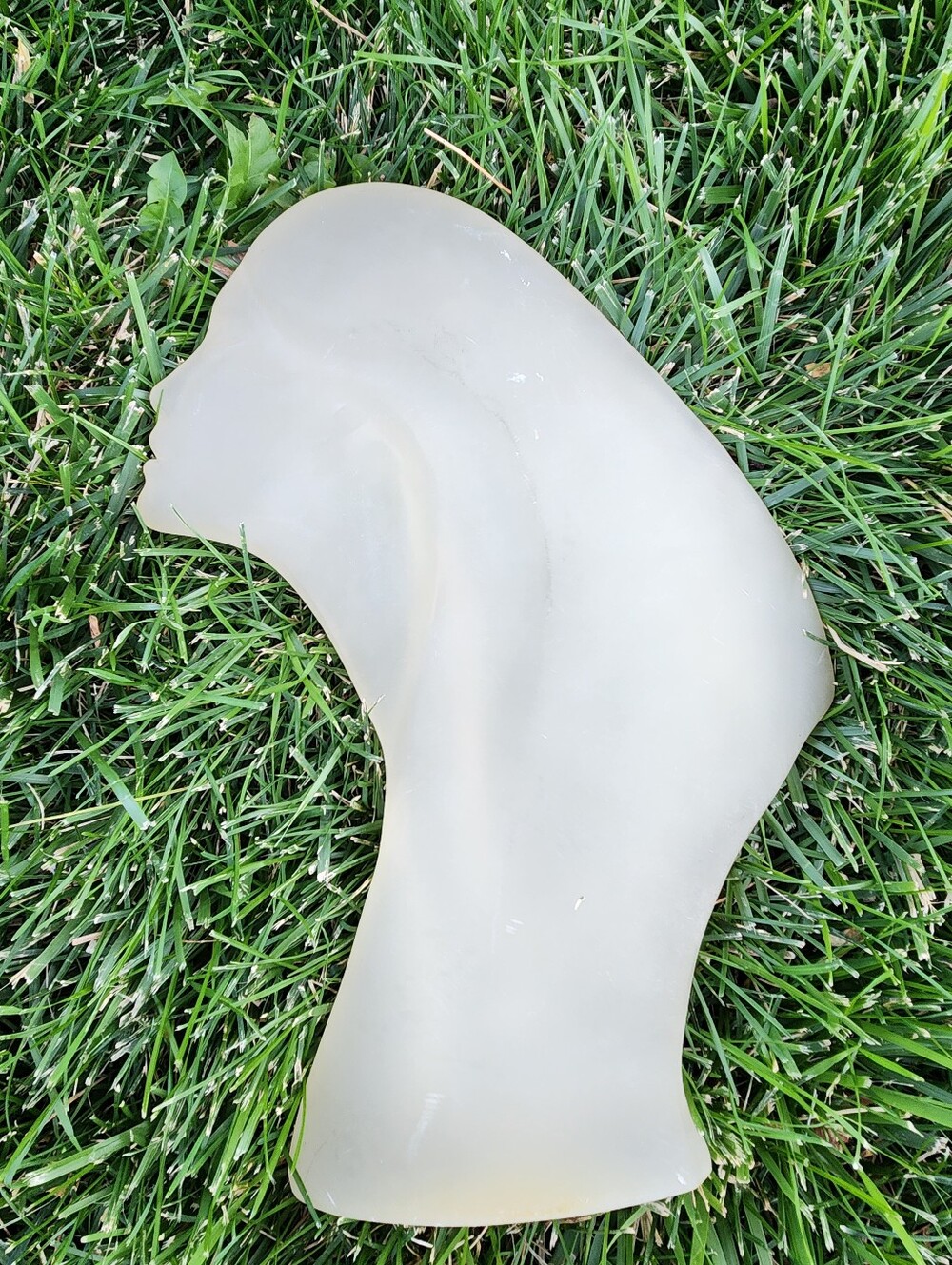 Frosted Lucite Head Sculpture - Cream Decorative Bust - Picture 8 of 13